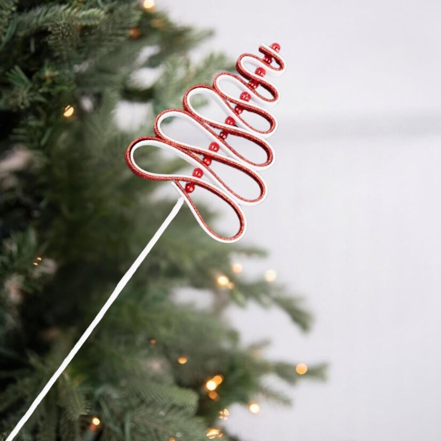 25" Ribbon Candy Tree Stem: Red/White