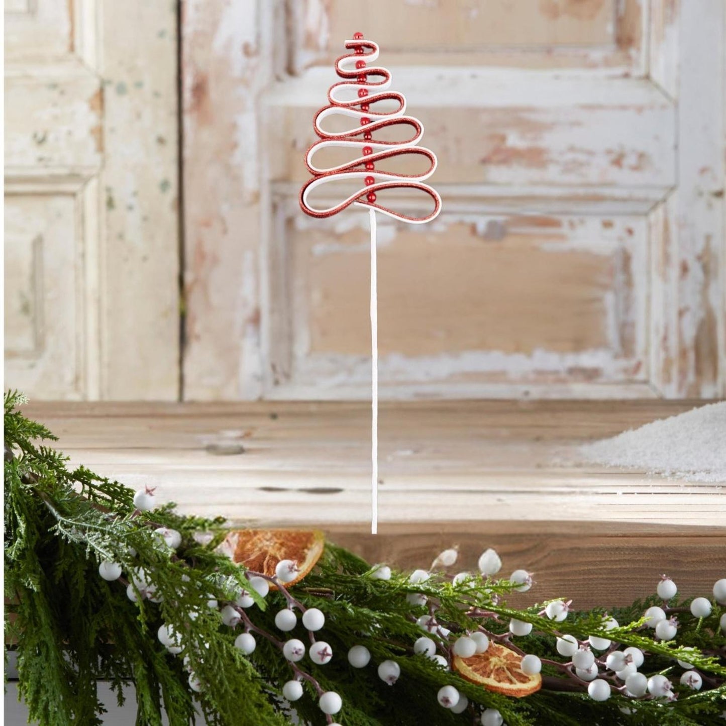 25" Ribbon Candy Tree Stem: Red/White