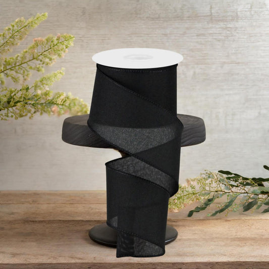 2.5" Royal Burlap Ribbon: Black (10 Yards)