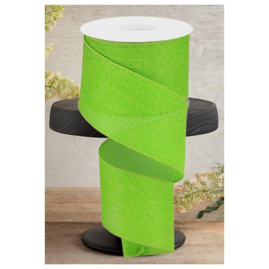 2.5" Royal Faux Burlap Ribbon: Lime Green (10 Yards)