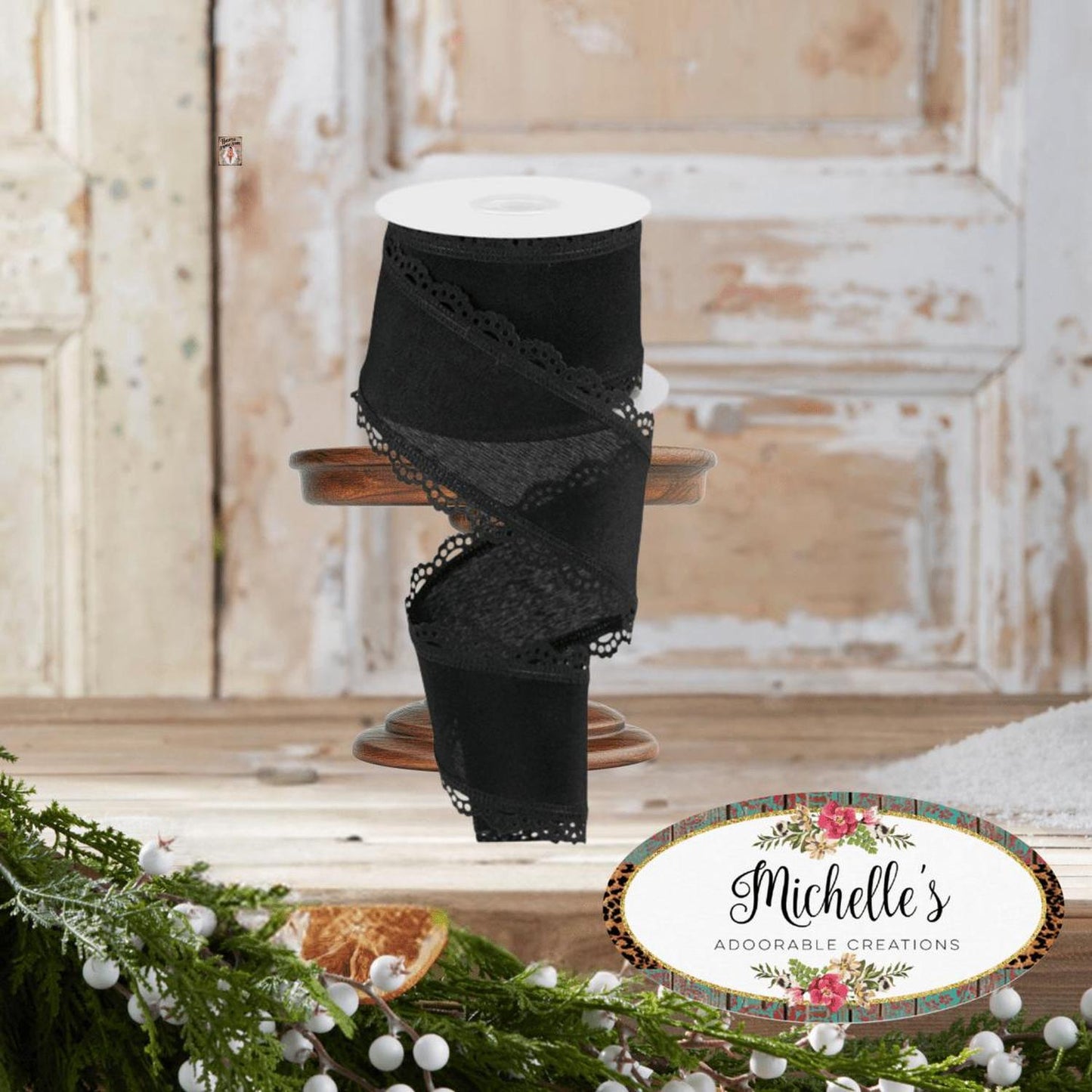 2.5" Scalloped Edge Ribbon: Black (10 Yard)