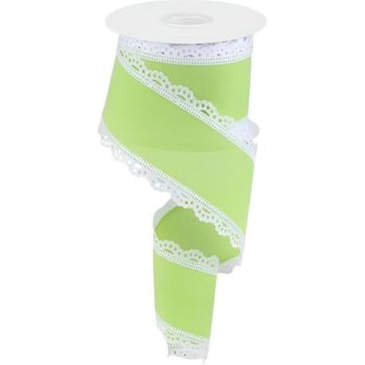 2.5" Scalloped Edge Ribbon: Lime Green (10 Yard)