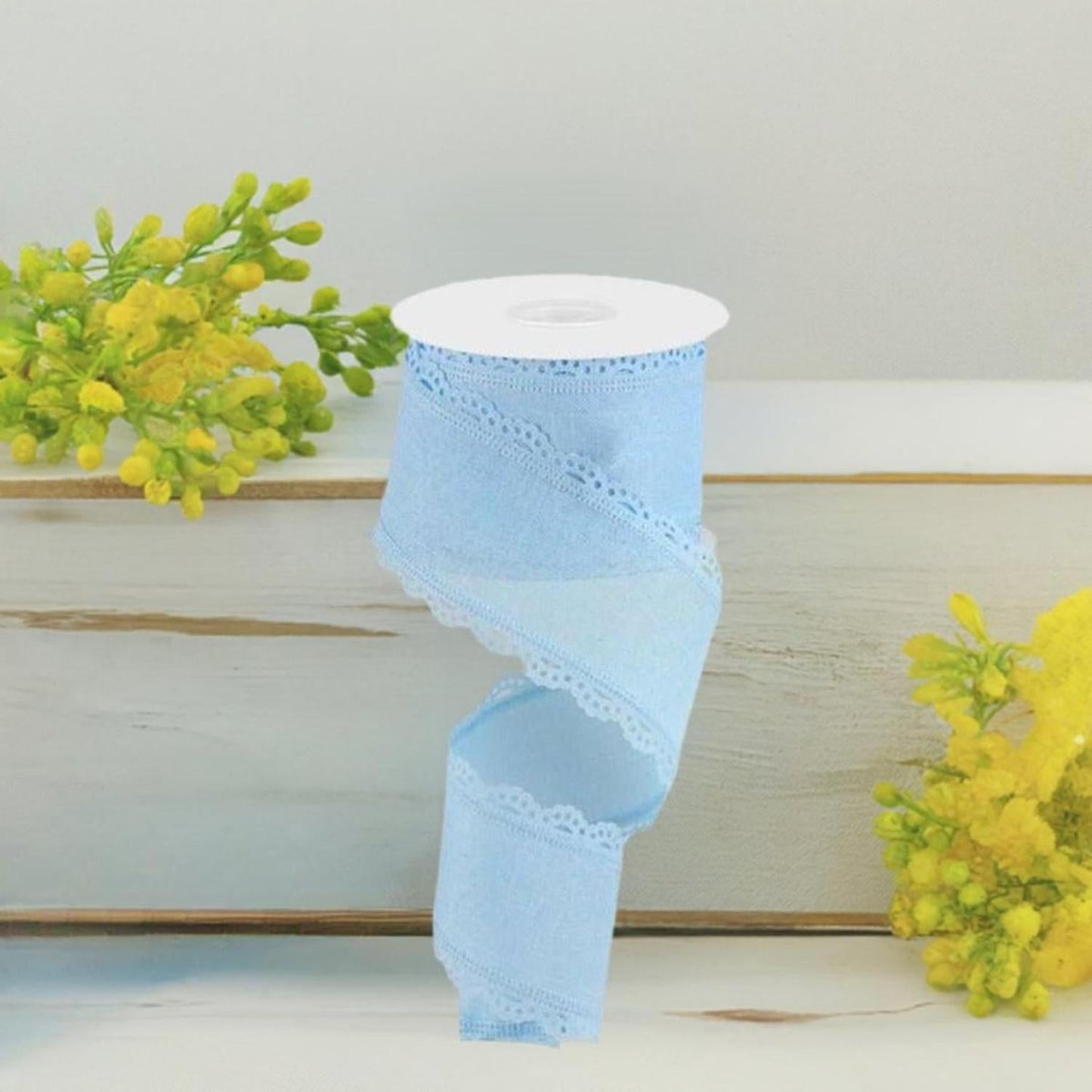 2.5" Scalloped Edge Ribbon: Pale Blue (10 Yard)