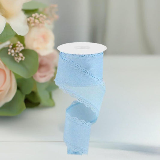 2.5" Scalloped Edge Ribbon: Pale Blue (10 Yard)