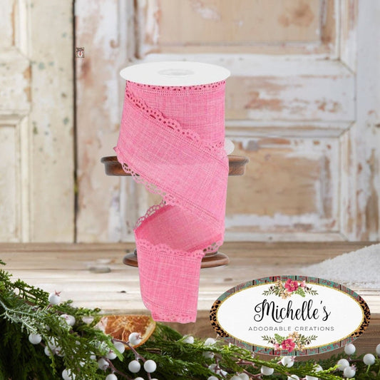 2.5" Scalloped Edge Ribbon: Pink (10 Yard)