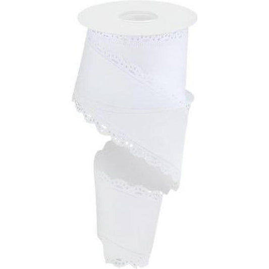 2.5" Scalloped Edge Ribbon: White (10 Yard)