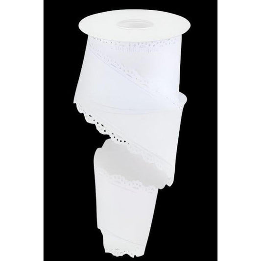 2.5" Scalloped Edge Ribbon: White (10 Yard)