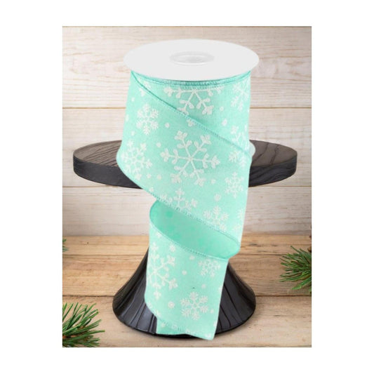 2.5" Snowflake Ribbon: Mint Green (10 Yards)