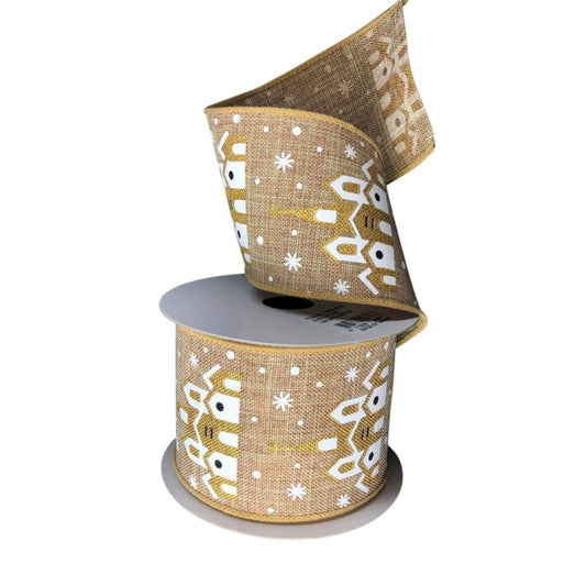 2.5" Snowy Church Ribbon: Natural (10 Yards)