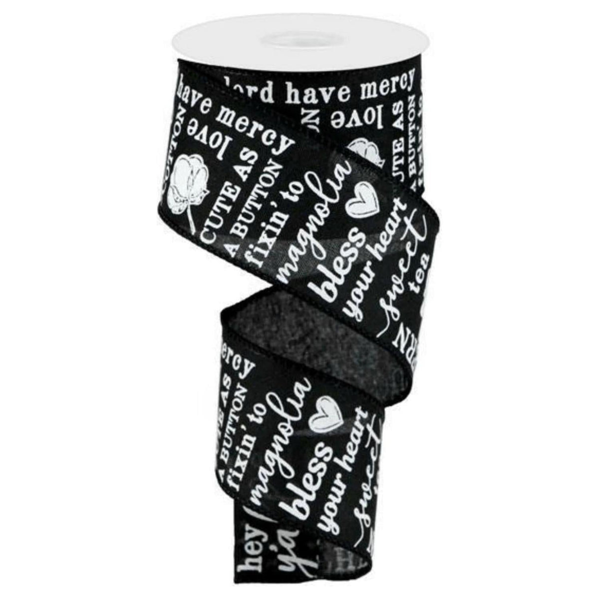 2.5" Southern Charm Royal Ribbon: Black & White (10 Yards)