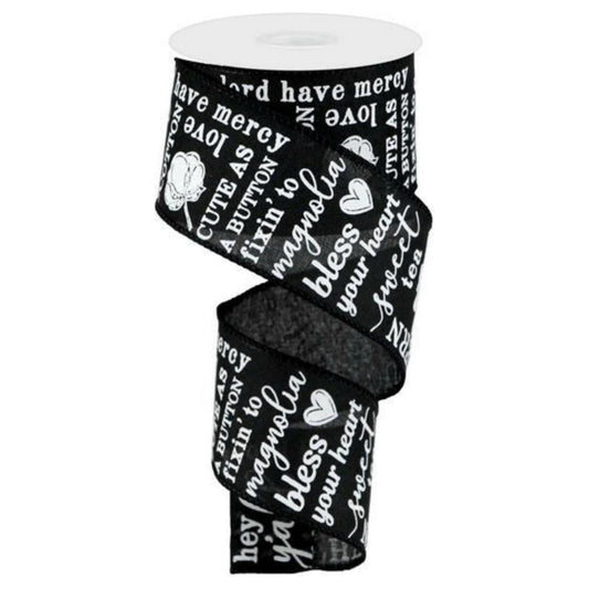 2.5" Southern Charm Royal Ribbon: Black & White (10 Yards)