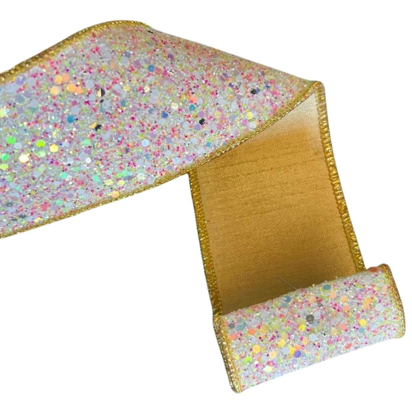 2.5" Sugar Plum Glitter Ribbon: Icy Iridescent (10 Yards)