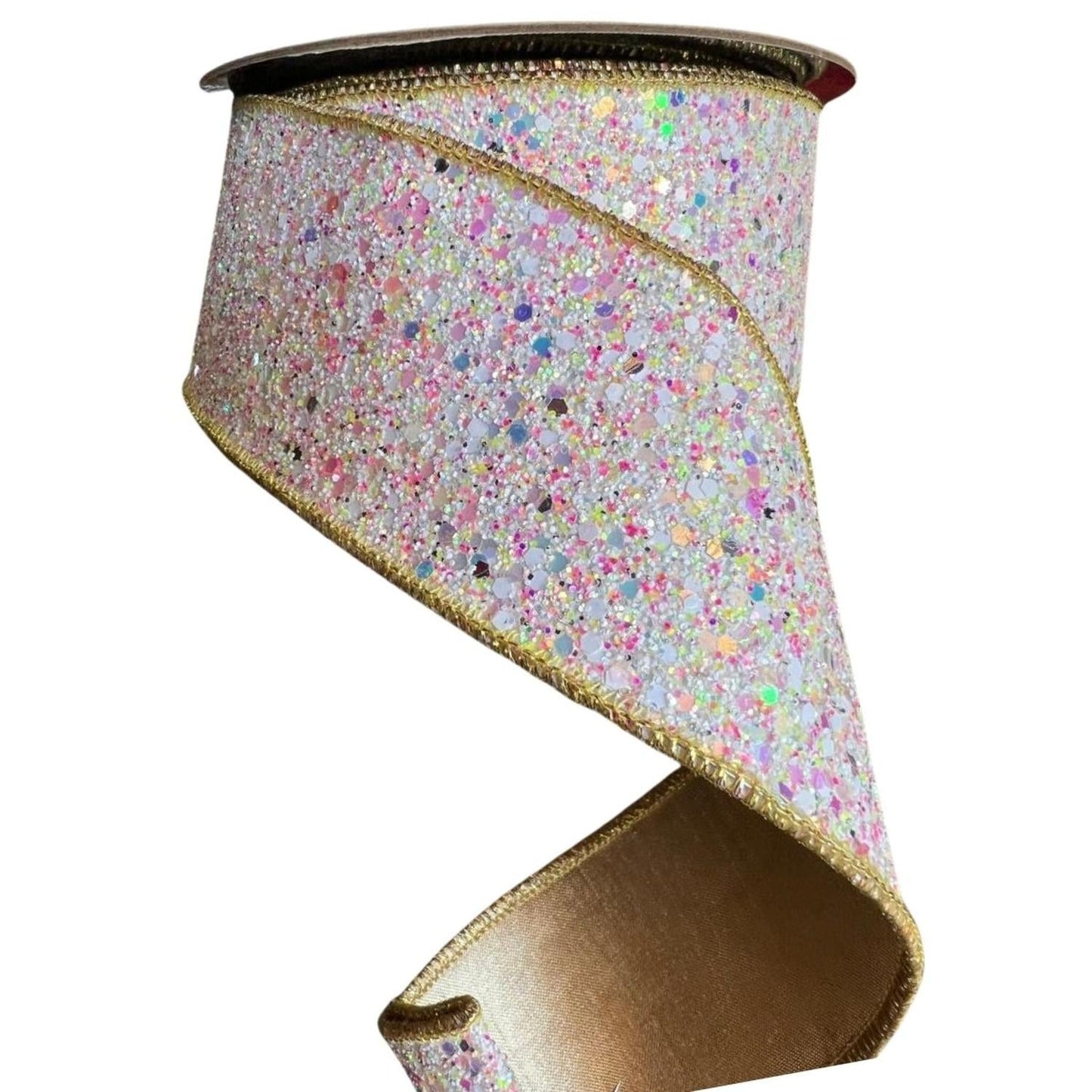2.5" Sugar Plum Glitter Ribbon: Icy Iridescent (10 Yards)