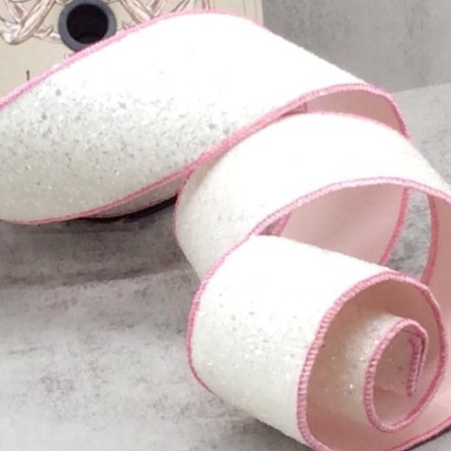 2.5" Sugar Plum Glitter Ribbon: Whispy White (10 Yards)