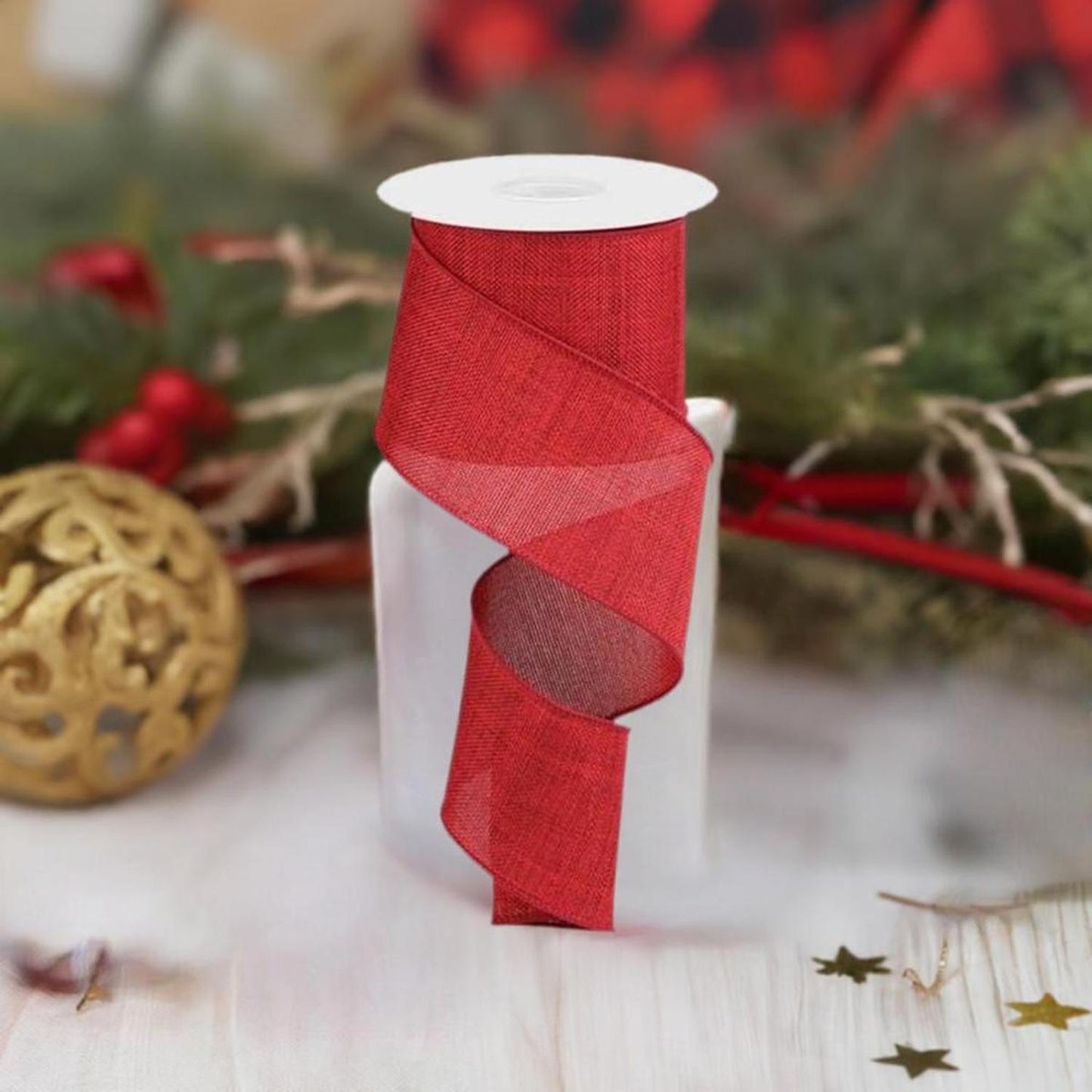 2.5" Thick Royal Burlap Ribbon: Dark Red (10 Yards)