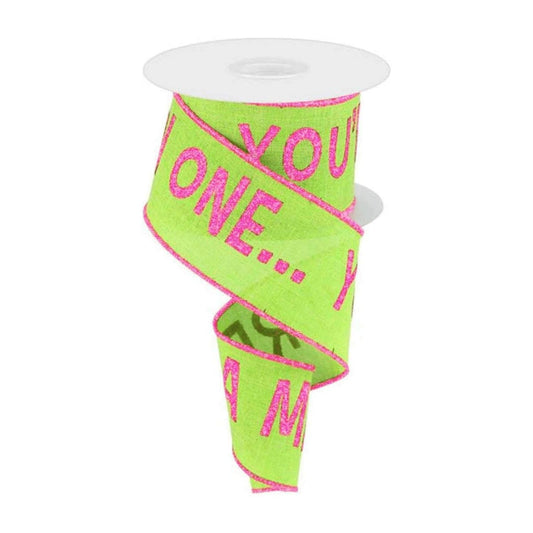 2.5" Velvet You're A Mean One Ribbon: Pink/Green (10 Yards)