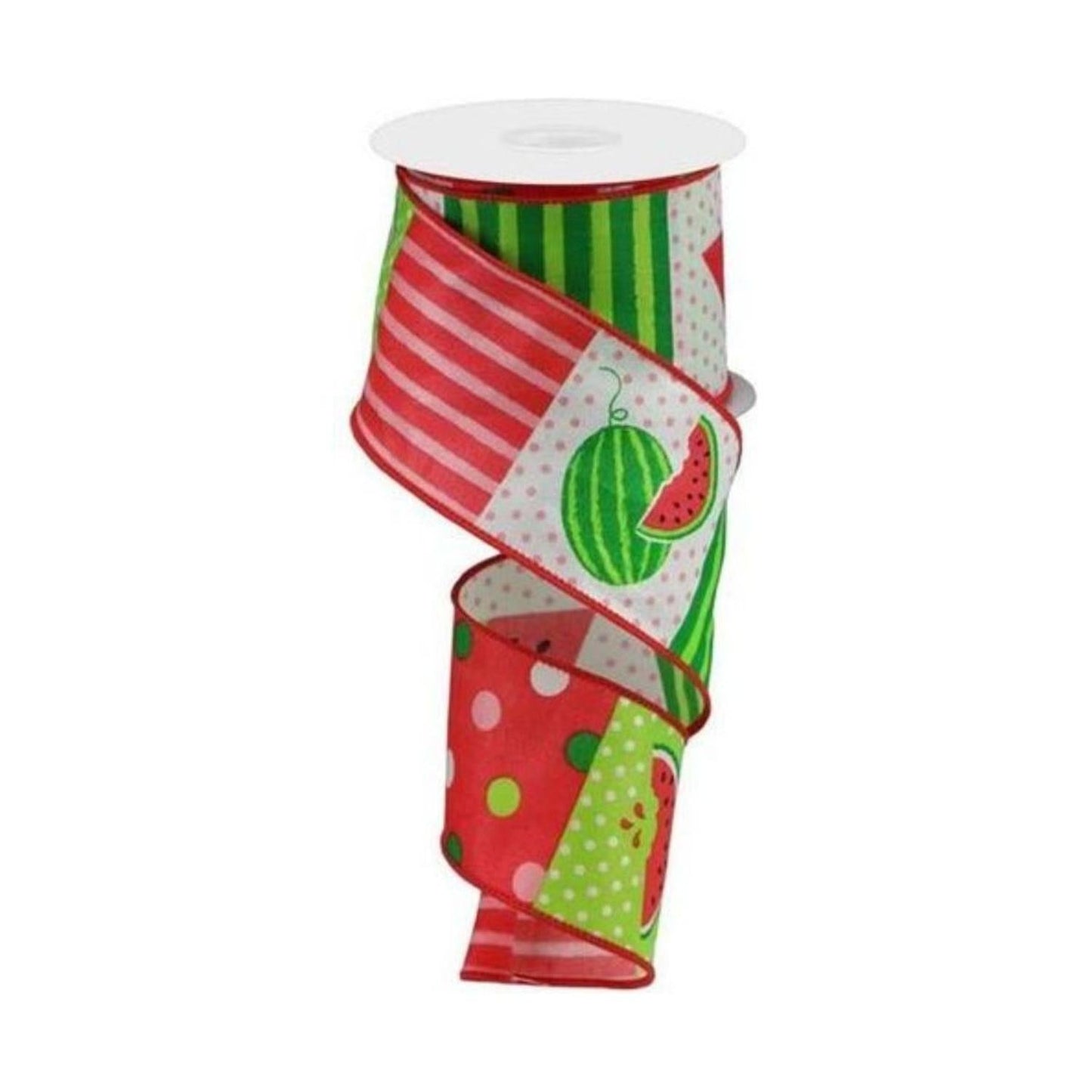 2.5" Watermelon Block Ribbon: White (10 Yards)