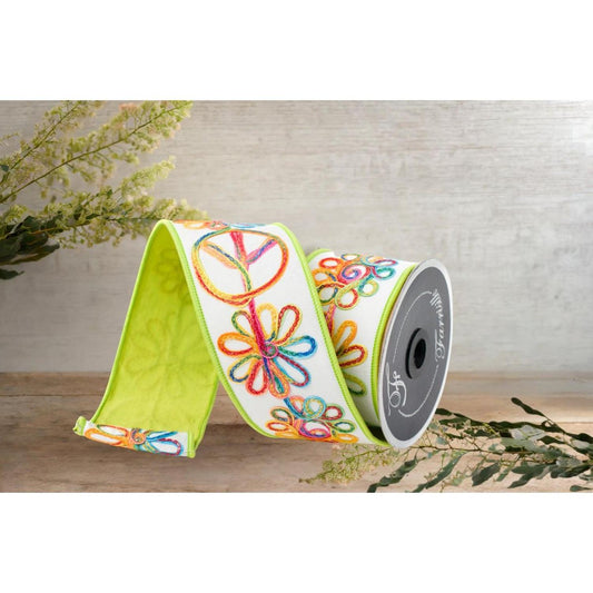 2.5" Whimsy Hippie Ribbon: Lime Green (10 Yards)
