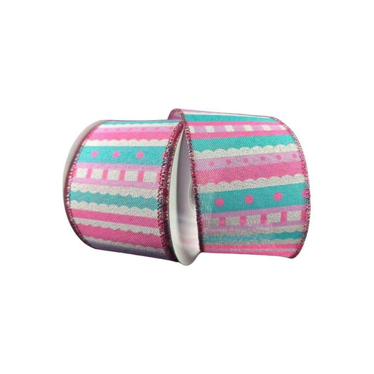 2.5" Whimsy Stripe Ribbon: Pink, Aqua, Lavender