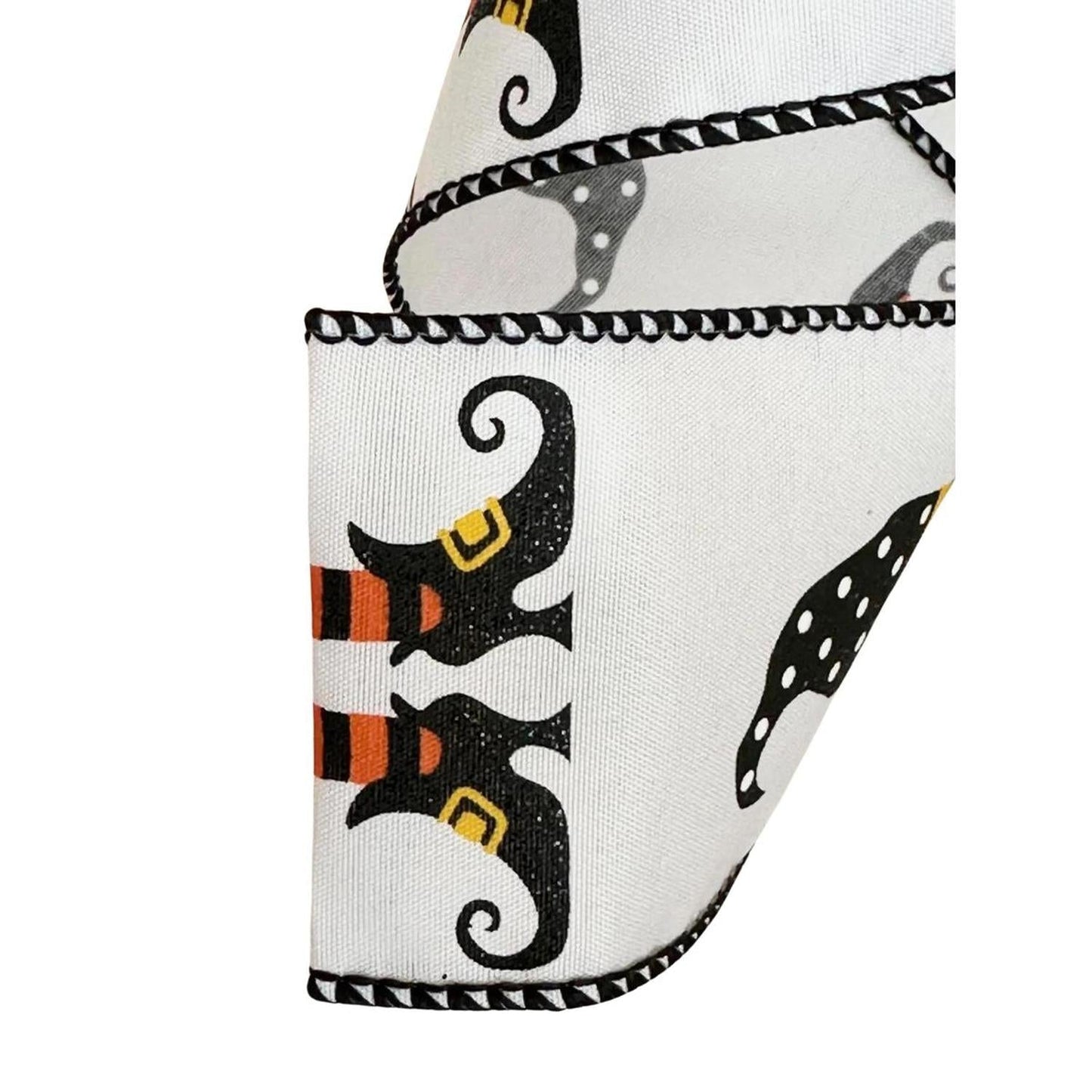 2.5" Witch Hat and Boots Ribbon: White (10 Yards)