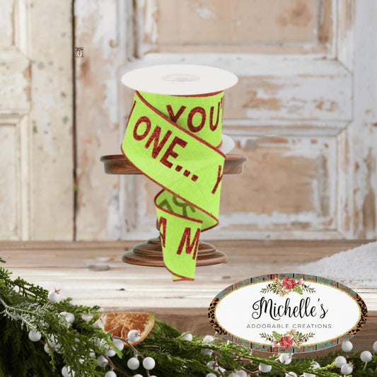 2.5" Your A Mean One Ribbon: Lime Green (10 Yards)