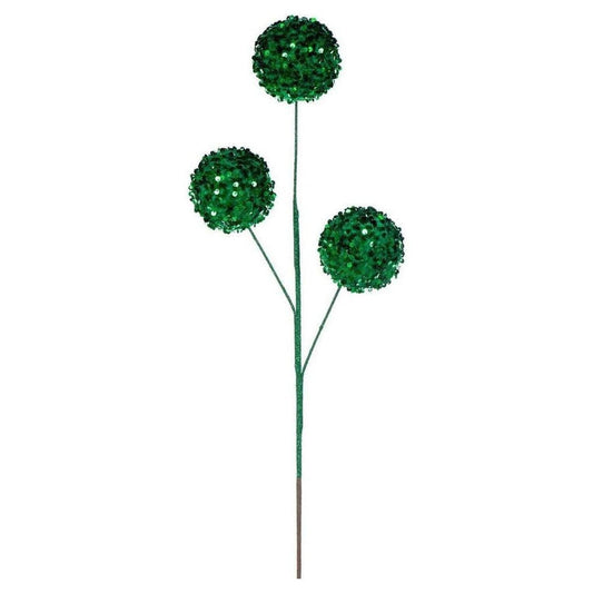 26" Green Sequin Triple Ball Spray