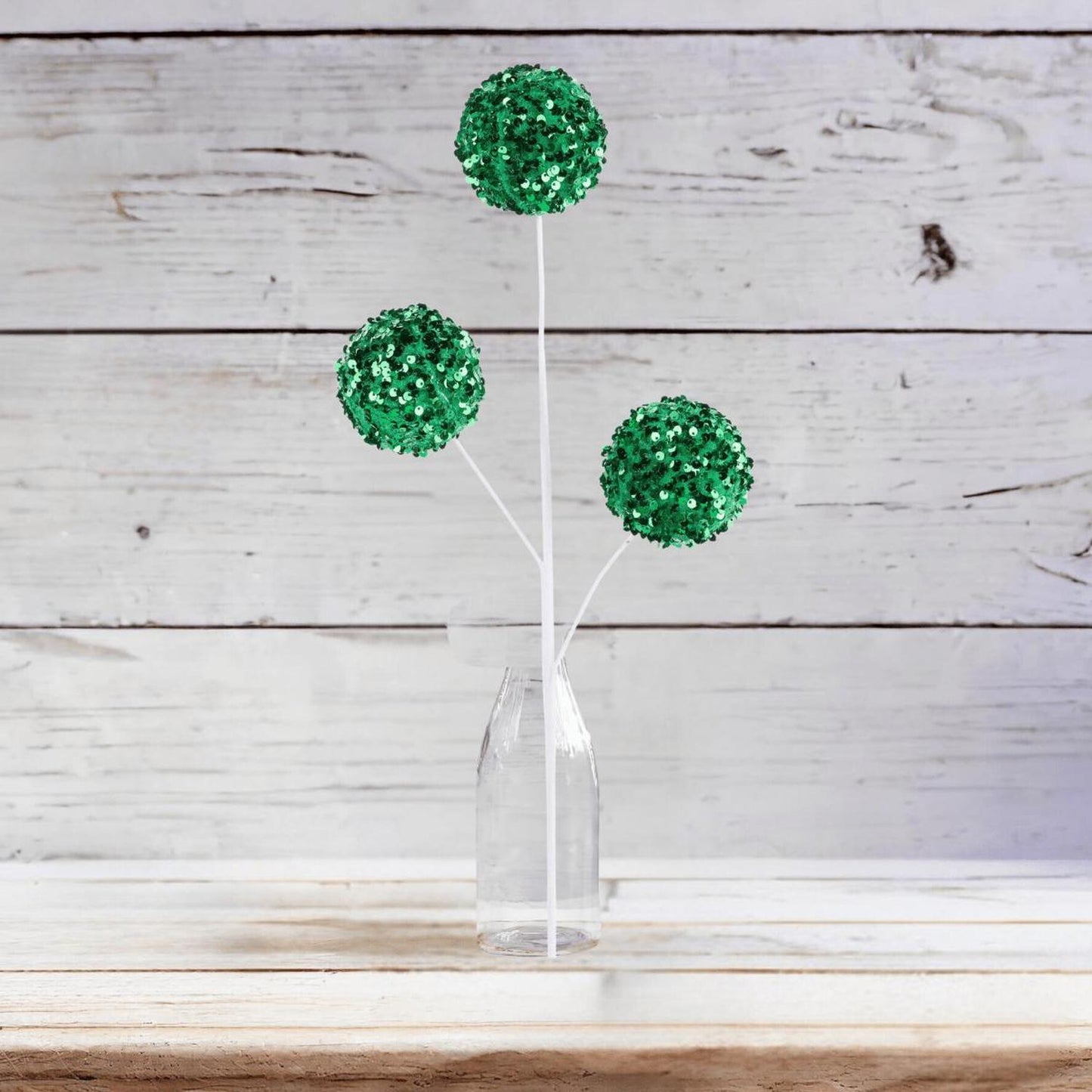 26" Sequin Ball Spray: Emerald Green