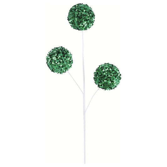 26" Sequin Ball Spray: Emerald Green