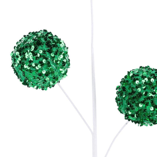26" Sequin Ball Spray: Emerald Green