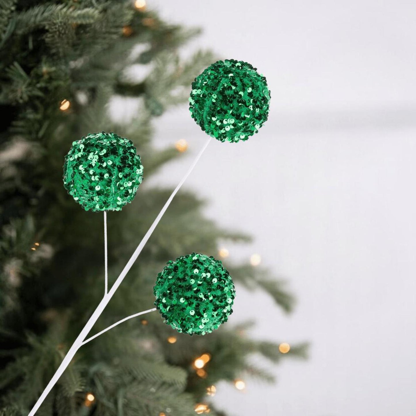 26" Sequin Ball Spray: Emerald Green