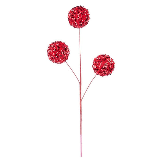 26" Sequin Ball Spray: Red