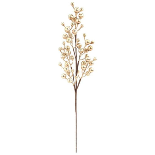 27" Metallic Crabapple Berry Spray: Gold