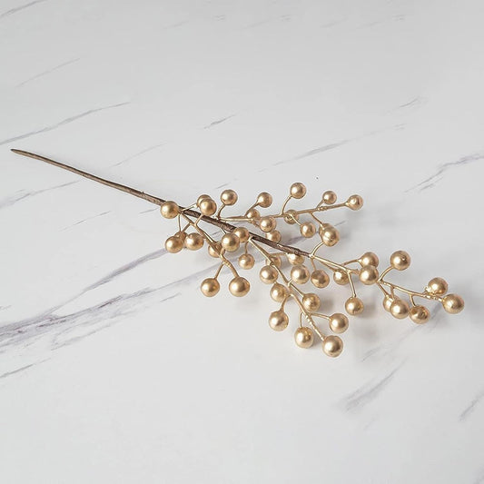 27" Metallic Crabapple Berry Spray: Gold