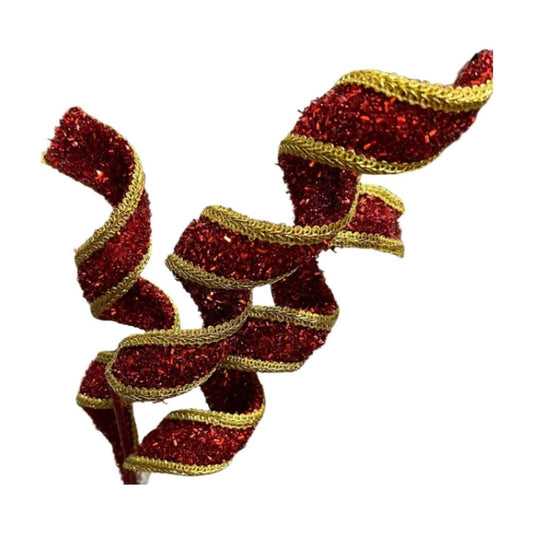 28" Fabric Gold Trim Spray: Red/Gold