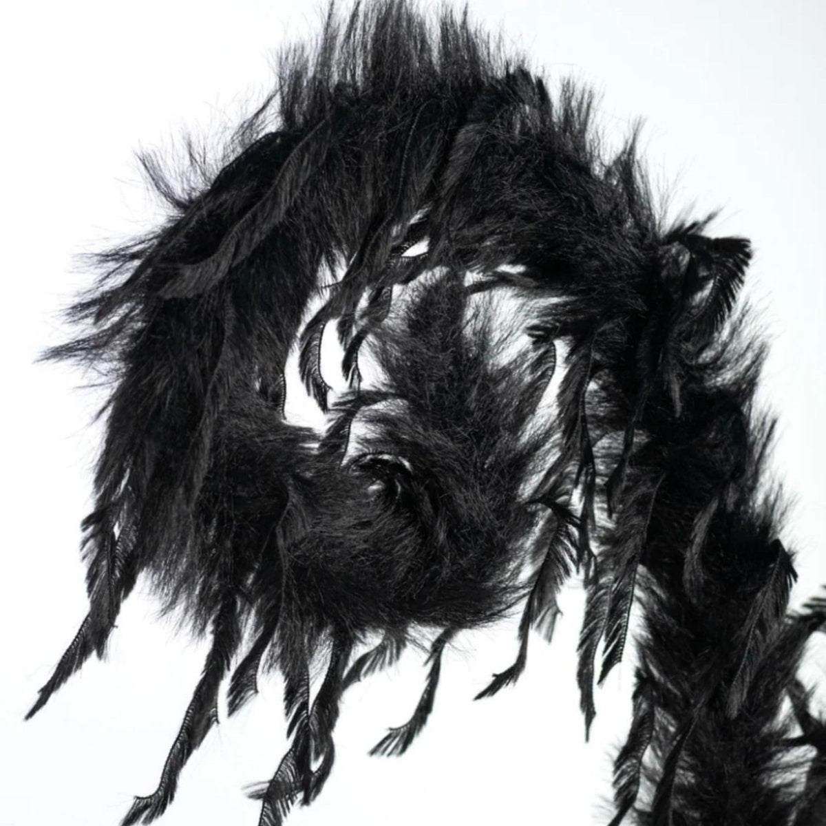 28" Furry Spiral Fuzzy Spray: Black