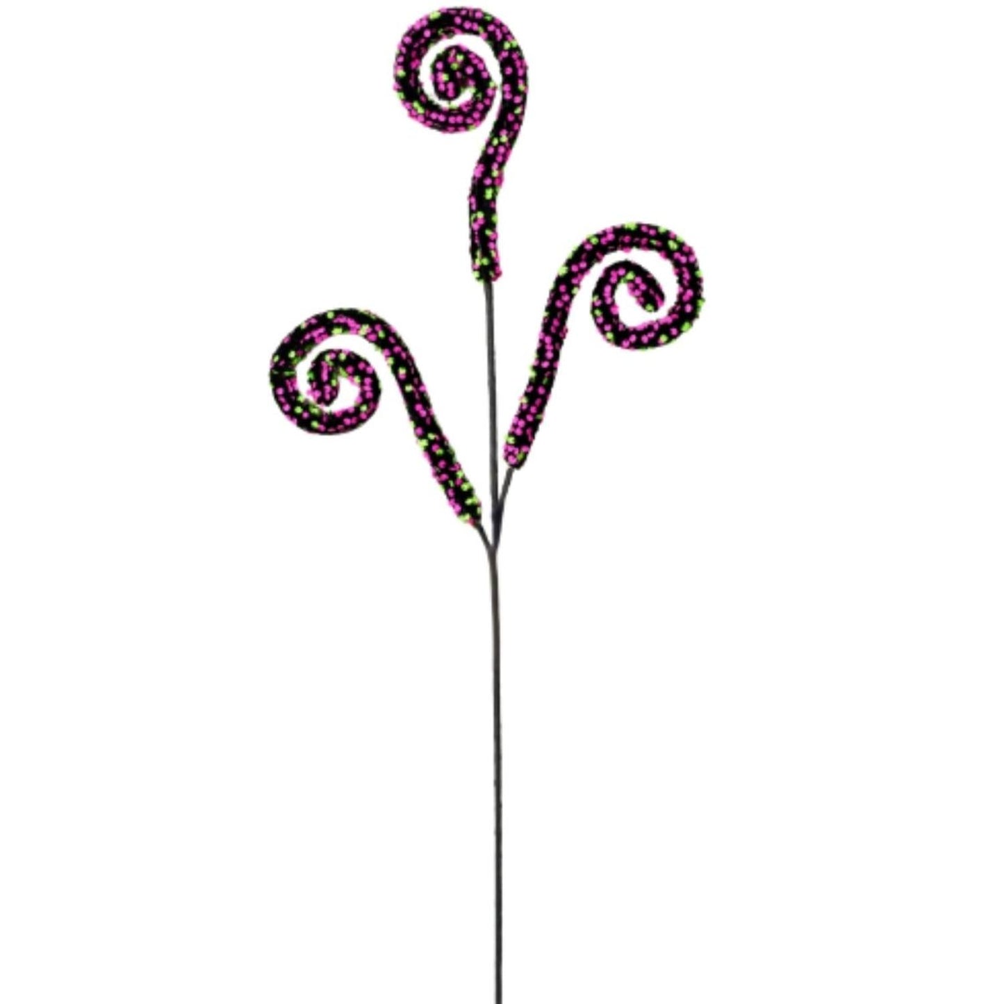28" Sequin Spiral Curly Spray: Pink & Green