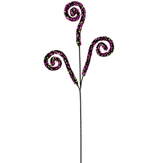 28" Sequin Spiral Curly Spray: Pink & Green