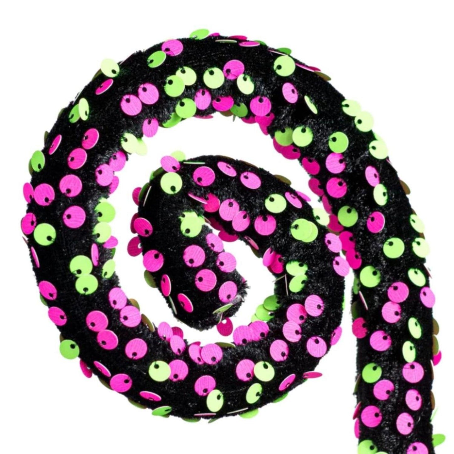 28" Sequin Spiral Curly Spray: Pink & Green