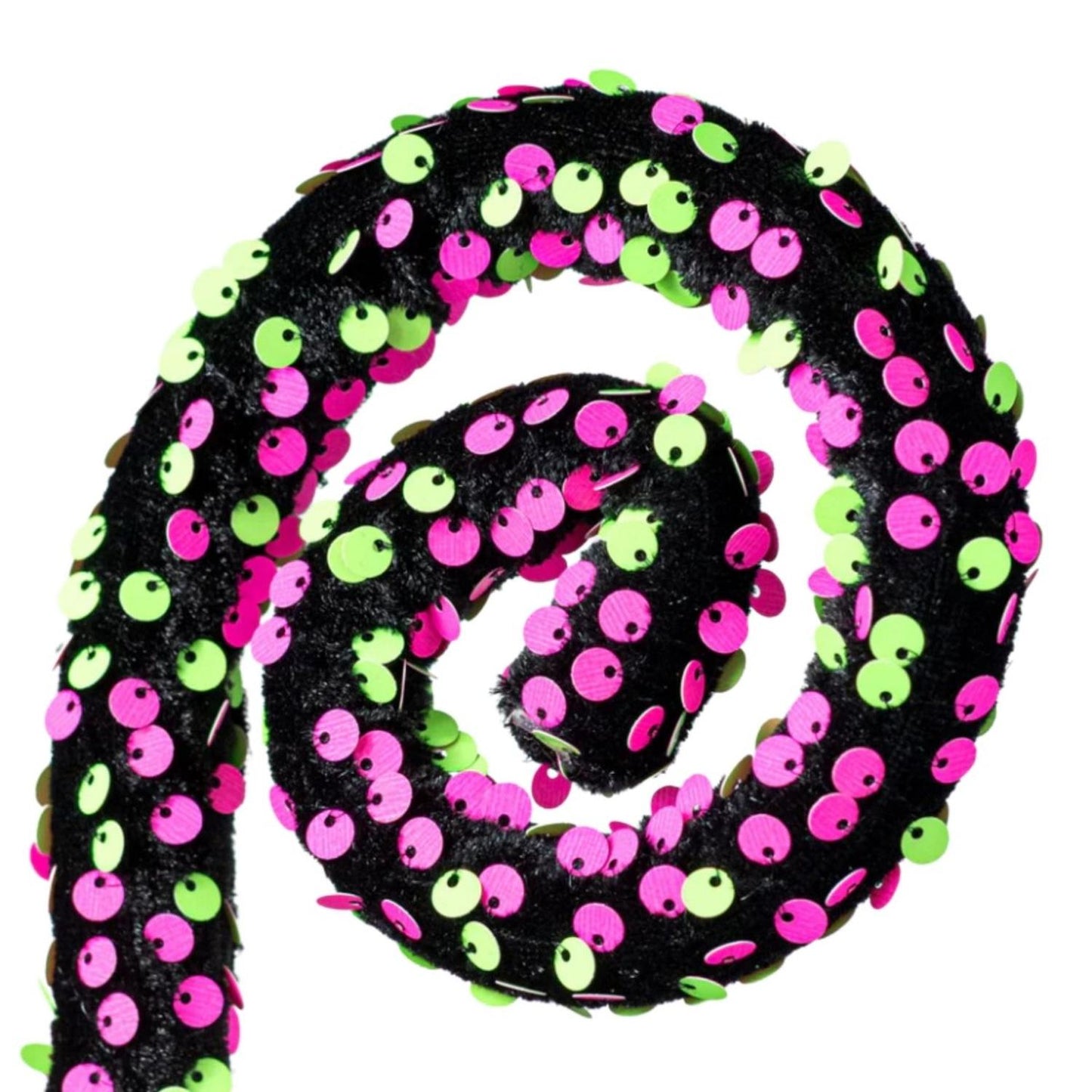 28" Sequin Spiral Curly Spray: Pink & Green
