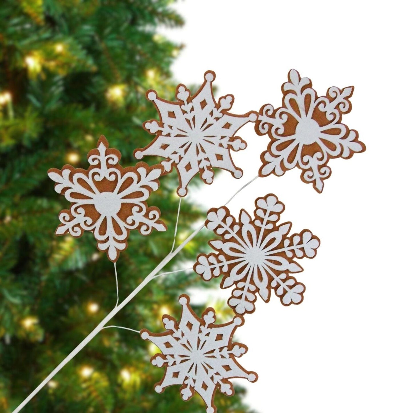 29" Felt Gingerbread Snowflake Spray