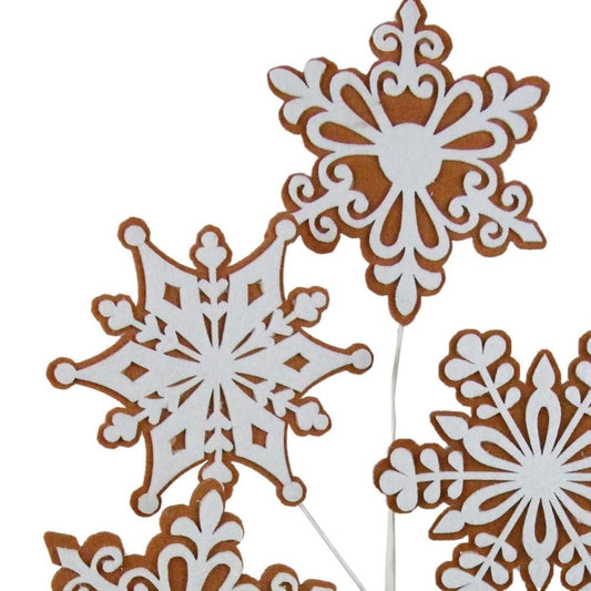 29" Felt Gingerbread Snowflake Spray