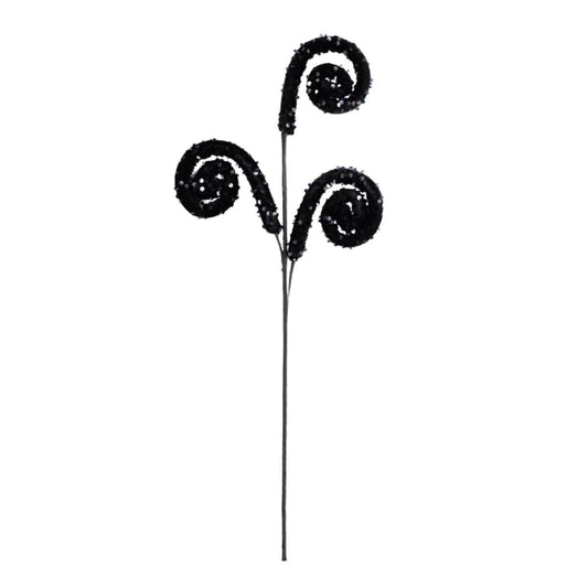 29" Glitter Scroll Curly Spray: Black