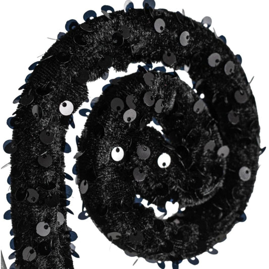 29" Glitter Scroll Curly Spray: Black