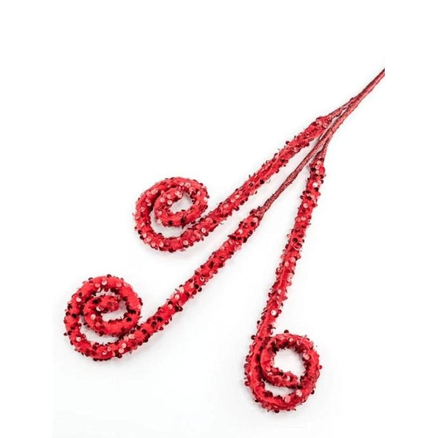29" Glitter Scroll Curly Spray: Red