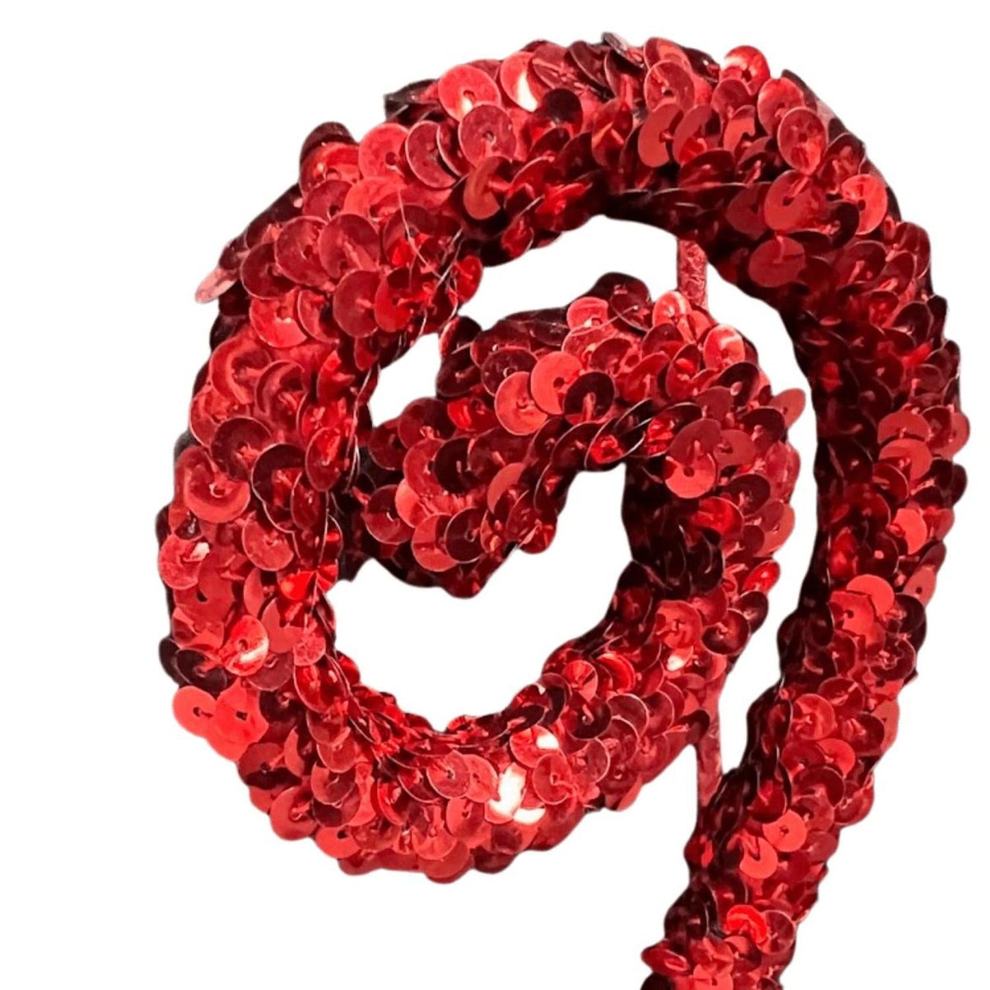 29" Glitter Scroll Curly Spray: Red