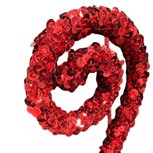 29" Glitter Scroll Curly Spray: Red