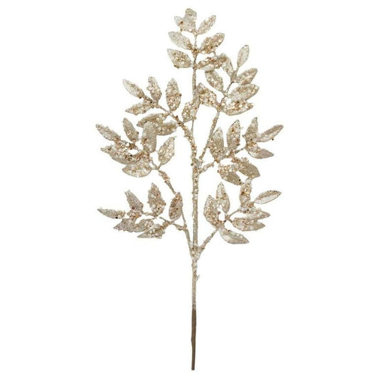 29" Leaf Sequin Pearl Spray: Champagne