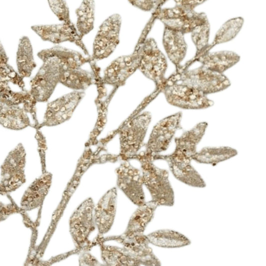 29" Leaf Sequin Pearl Spray: Champagne