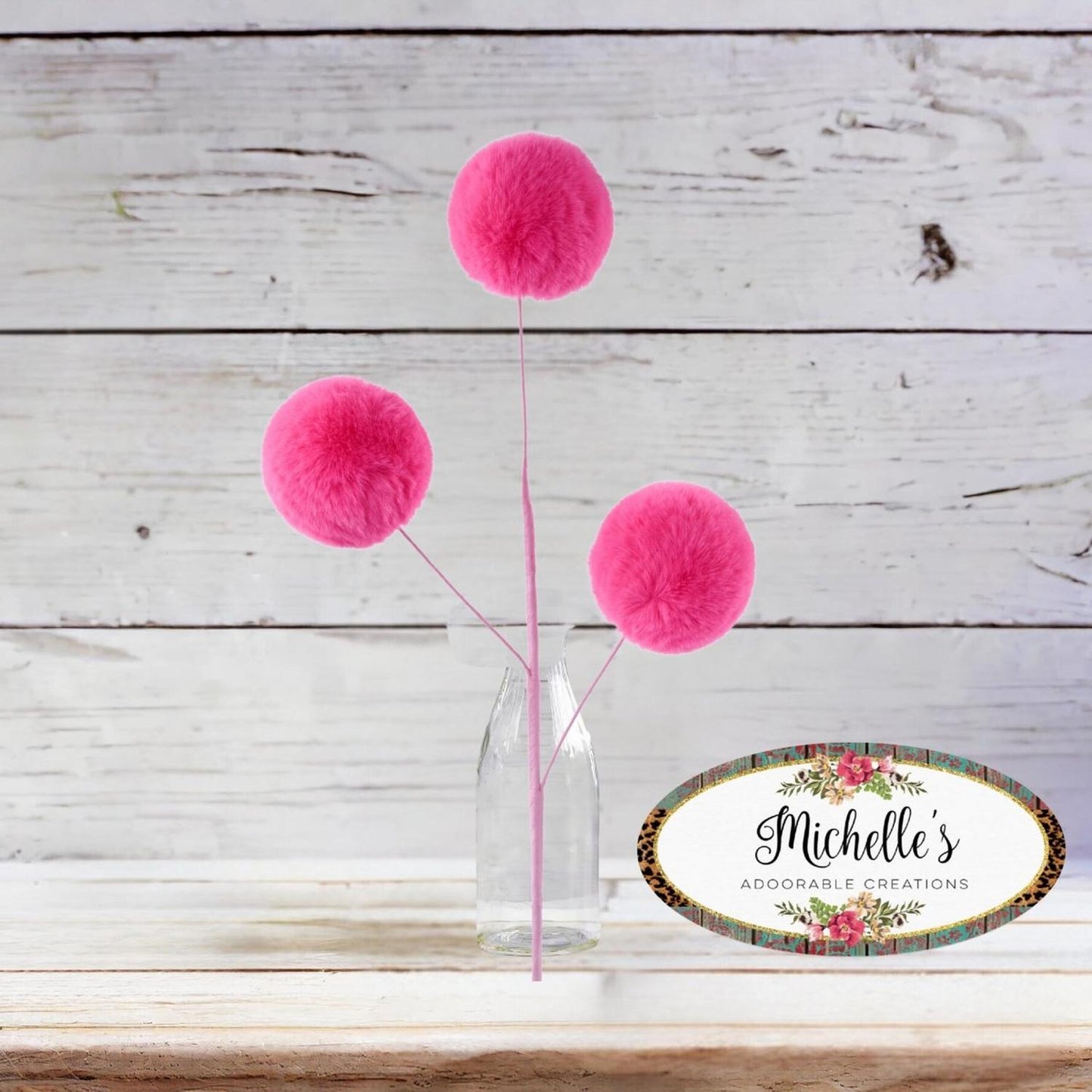 29" Pom Pom Spray: Hot Pink