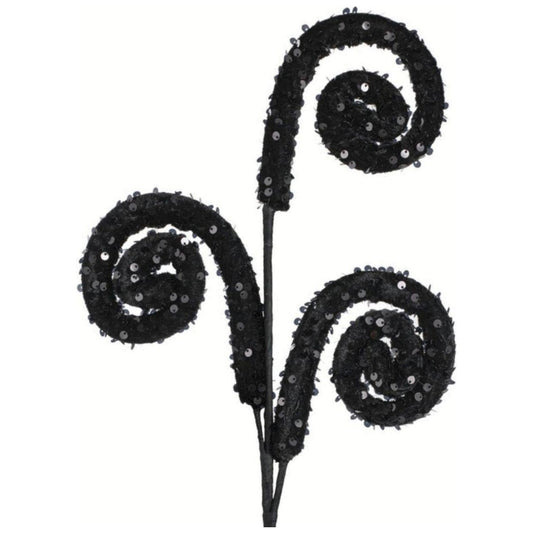 29" Sequin Curly Spray: Black